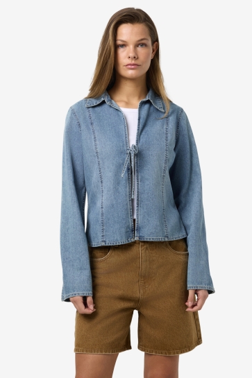 Noisy may Blouse NMMAISY L/S STRING DENIM SHIRT BS03 27034953 Light Blue Denim