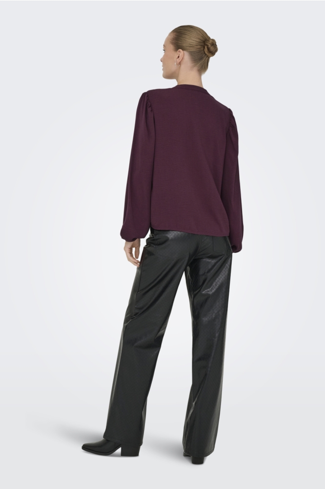 Jacqueline de Yong bordeaux dames t-shirt | Model achteraanzicht