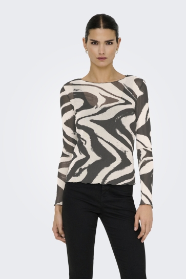 Jacqueline de Yong JDYELSA NEW L/S O NECK TOP JRS NOOS 15356004 Black/WHITECAP G