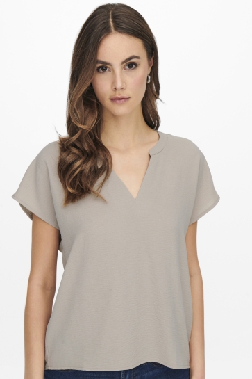 Jacqueline de Yong T-shirt JDYLION LIFE S/S TOP WVN NOOS 15249287 Chateau Gray