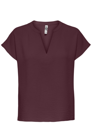 Jacqueline de Yong T-shirt JDYLION LIFE S/S TOP WVN NOOS 15249287 Maroon Banner