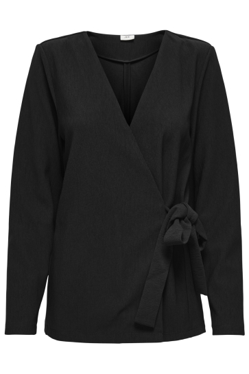Jacqueline de Yong Blouse JDYVILMA L/S WRAP TOP JRS 15366485 BLACK