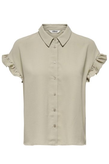 Only Blouse ONLMETTE LIFE SS FRILL SHIRT WVN CS 15353160 PURE CASHMERE