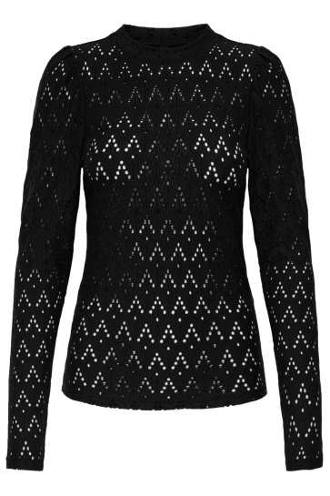 Only T-shirt ONLCATTLEYA LIFE L/S TOP JRS 15356017 BLACK
