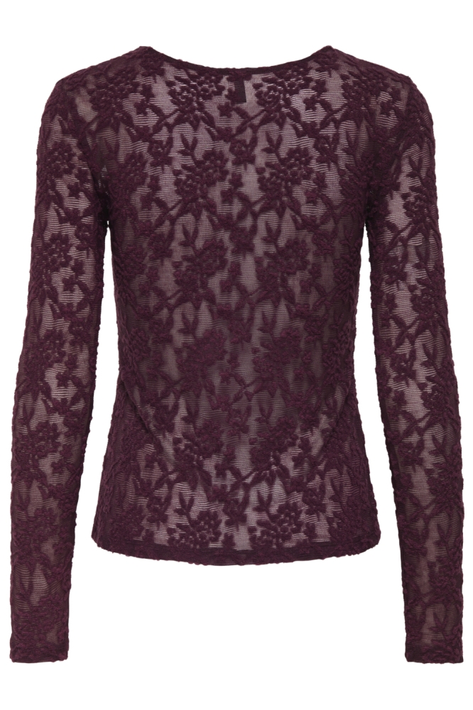 Only bordeaux dames t-shirt | Achteraanzicht