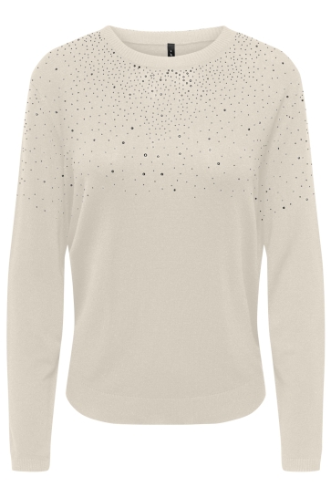 Only Trui ONLANABELLA LS BLING O-NECK KNT 15355228 Birch/Dark Silver