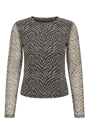 Only T-shirt ONLNOVA L/S MESH TOP 15357642 Black/707 The it zebra