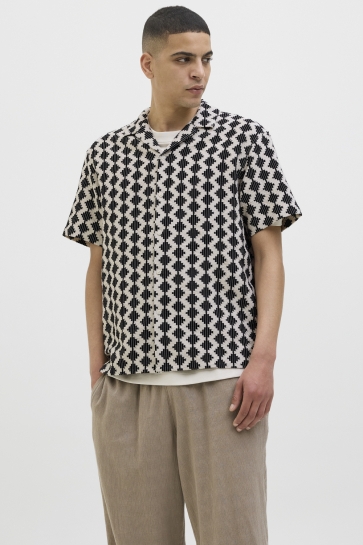Jack & Jones Overhemd JORSUMMER LUKE TEXTURE RESORT SHIRT 12285392 BLACK/DIAMOND