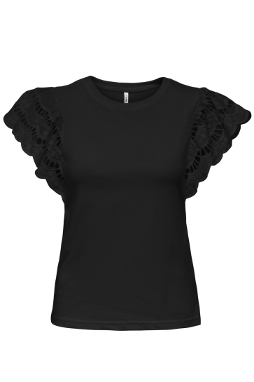 Only T-shirt ONLMACY S/S O-NECK MIX TOP BOX JRS 15350374 BLACK