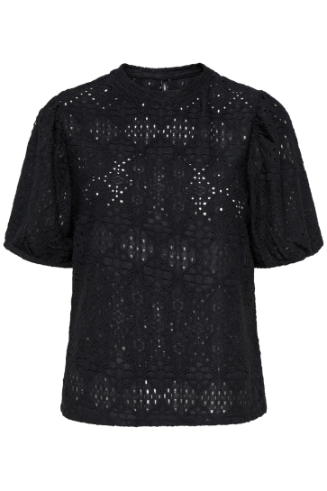 Only T-shirt ONLLUZ S/S PUFF SLEEVE TOP JRS 15350468 BLACK