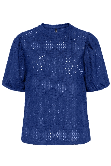 Only T-shirt ONLLUZ S/S PUFF SLEEVE TOP JRS 15350468 MAZARINE BLUE
