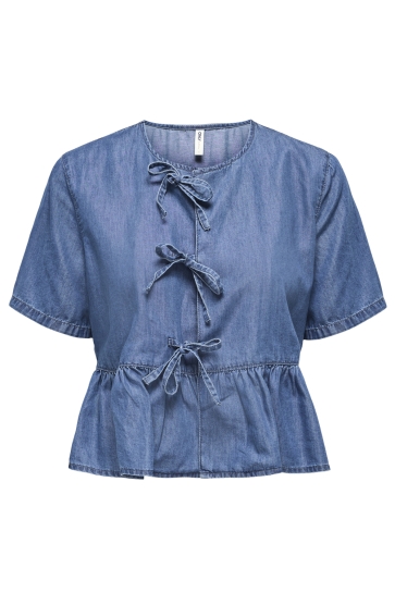 Only Blouse ONLBEA SS BOW DNM SHIRT BJ 15344257 MEDIUM BLUE DENIM