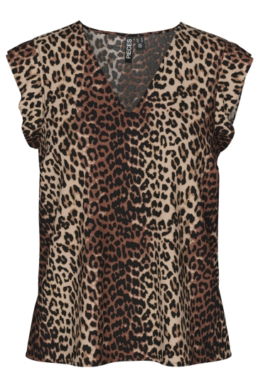 Pieces T-shirt PCNYA SL V-NECK TOP WVN BC 17147804 MOONLIGHT/LEO