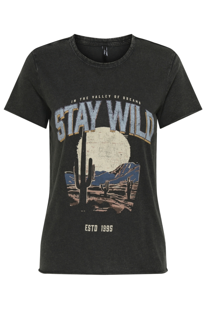 Only zwarte dames t-shirt | Vooraanzicht