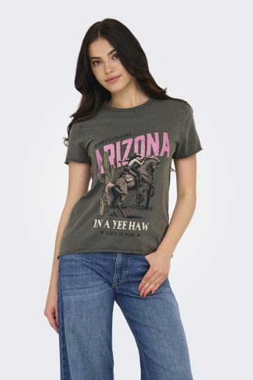 Only T-shirt ONLLUCY LIFE REG S/S TOP JRS NOOS 15215721 MAGNET/TEXANA ARI