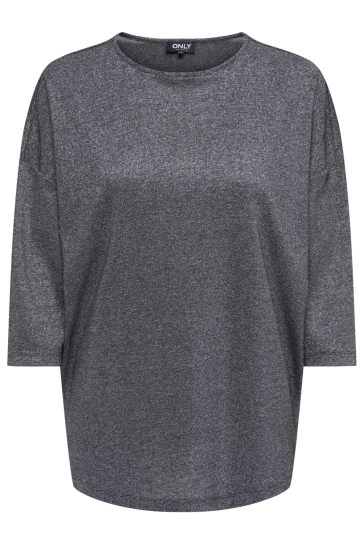 Only T-shirt ONLSILVERY GLAMOUR LUREX 3/4 TOP JR 15344697 BLACK/SILVER LUREX