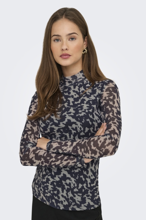 Only blauwe dames t-shirt | Model vooraanzicht