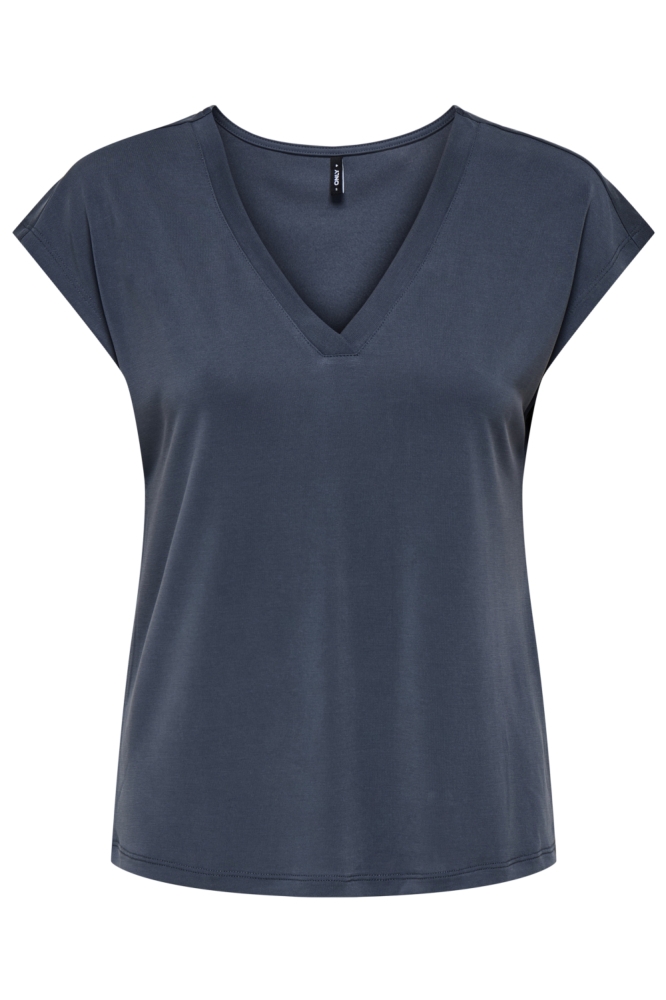 Only blauwe dames t-shirt | Vooraanzicht
