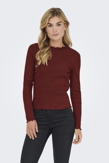 Only T-shirt ONLEMMA LIFE LS GLITTER TOP JRS NOO 15331094 Madder Brown/Madder bro