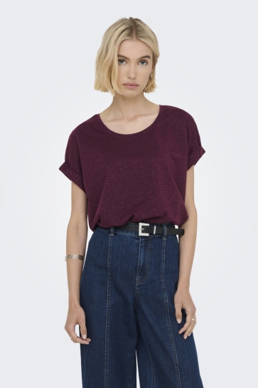 Only T-shirt ONLMOSTER GLITTER S/S TOP NOOS JRS 15356991 CHOCOLATE TRUFFL/CHOCOLATE