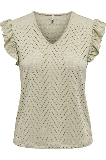 Only Top ONLSMILLA S/L V-NECK FRILL TOP JRS 15349061 ELM/BOHO