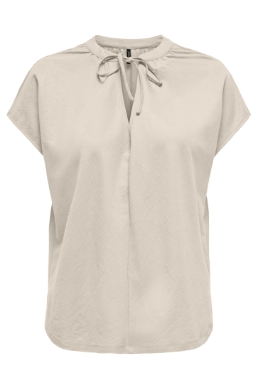 Only T-shirt ONLJANY S/S STRING TOP JRS 15351682 PUMICE STONE