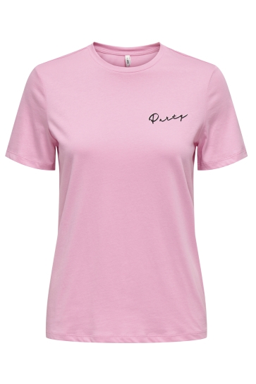 Only T-shirt ONLLUCIA LIFE REG S/S TOP JRS 15324866 BEGONIA PINK/PARTY