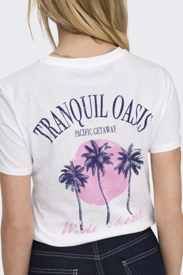 Only T-shirt ONLLUCIA LIFE REG S/S TOP JRS 15324866 BRIGHT WHITE/OASIS