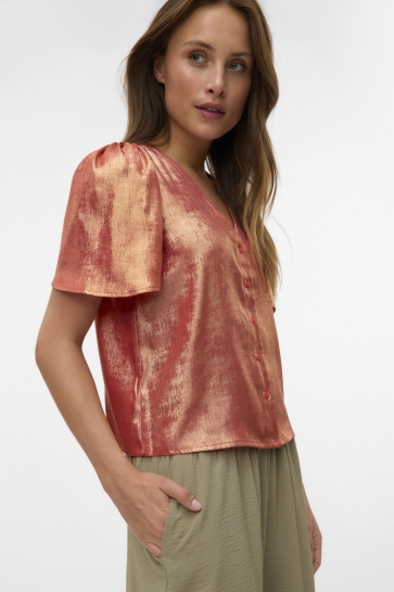 Vero Moda Blouse VMAMALIA SS V-NECK TOP EXP 10340935 BAKED APPLE