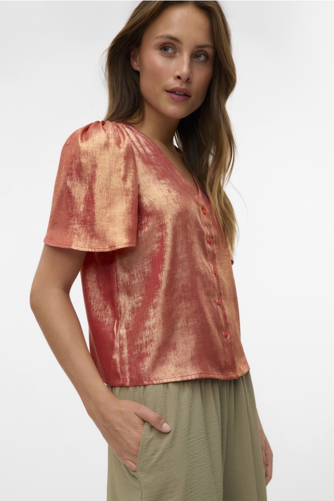 Vero Moda rode dames blouse | Model zijaanzicht