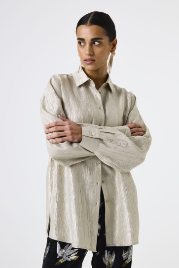 Garcia Blouse BLOUSE MET GLANZEND STRUCTUUR PATROON K50030 7226 GOLDEN SAND