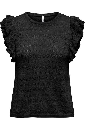 Only Top ONLAGA SL GLITTER O-NECK TOP KNT 15344402 BLACK/BLACK GLITTER