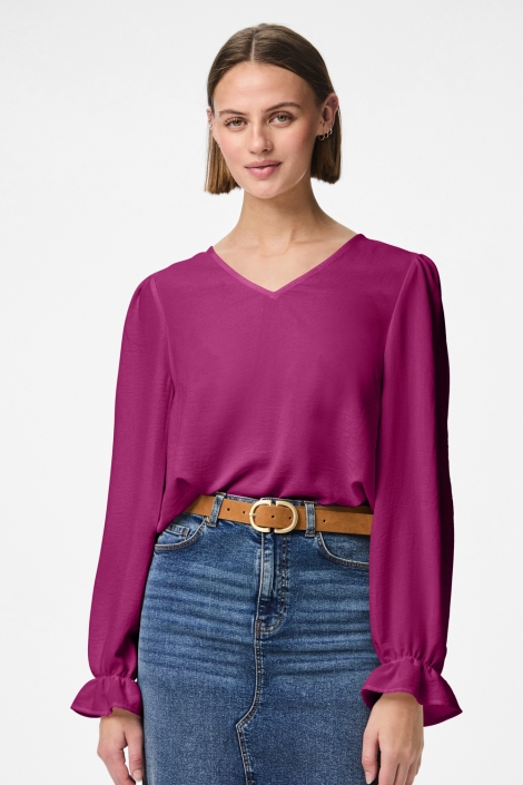 Pieces roze dames blouse | Model vooraanzicht