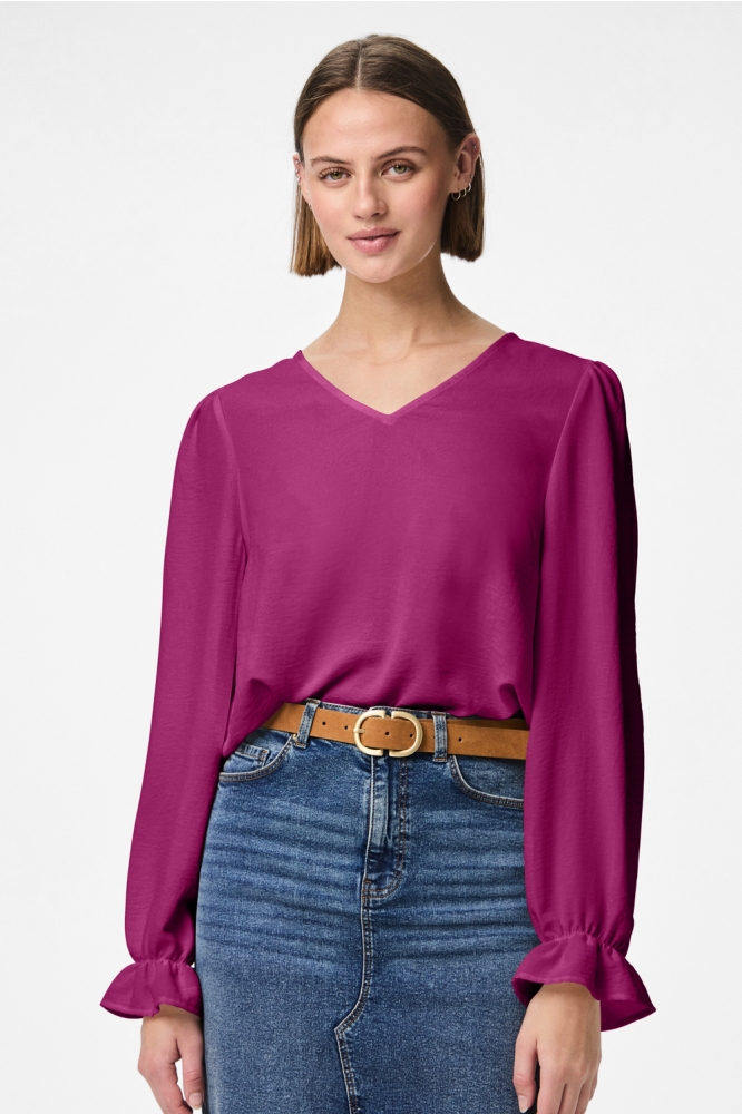 PCTIFFANY LS V-NECK TOP WVN NOOS BC 17150984 FESTIVAL FUSHIA