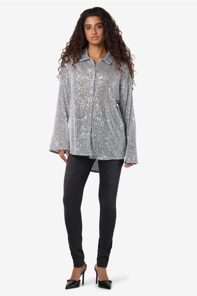 Noisy may zilveren dames blouse | Model