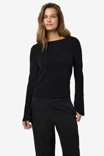 Noisy may NMGILLY L/S BOATNECK BELLSLEEVE TOP 27035465 BLACK/BLACK LUREX LEO