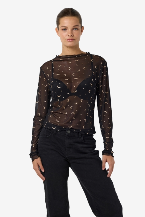 Noisy may zwarte dames top | Model vooraanzicht