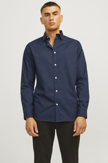 JJ Rebel Overhemd JREBGAVIN SOLID SHIRT LS NOOS 12267557 Sky Captain