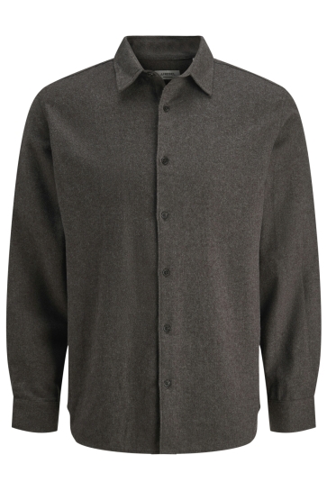 JJ Rebel Overhemd JREBIKE MELANGE SHIRT LS SN 12279481 Chocolate Torte