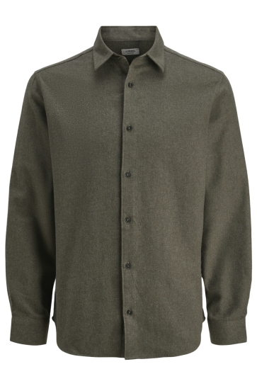 JJ Rebel Overhemd JREBIKE MELANGE SHIRT LS SN 12279481 Forest Night