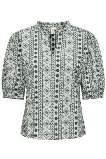 Only Blouse ONLPIPPI LIFE SS EMB. V-NECK TOP WV 15359877 BIRDS EGG GREEN/RAIN FOREST EMB