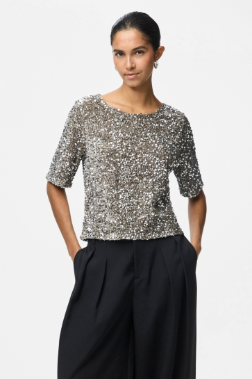 Pieces T-shirt PCKAM SS TOP JRS NOOS BC 17132951 Morel/Silver seq