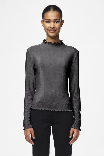Pieces PCSANDRA LS MOCKNECK TOP JRS 17143415 Black/SILVER LUR