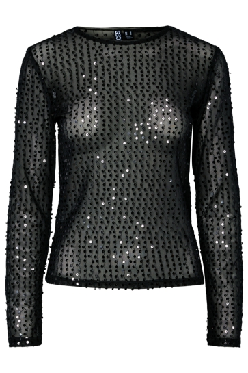 Pieces T-shirt PCMACEY LS TOP JRS 17160700 ASPHALT/DARK GREY SEQUINS