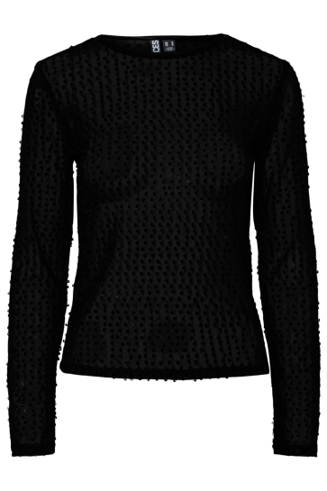 Pieces T-shirt PCMACEY LS TOP JRS 17160700 BLACK/BLACK SEQUINS