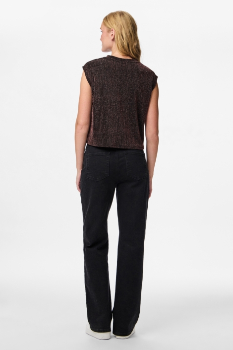 Pieces bruine dames top | Model achteraanzicht