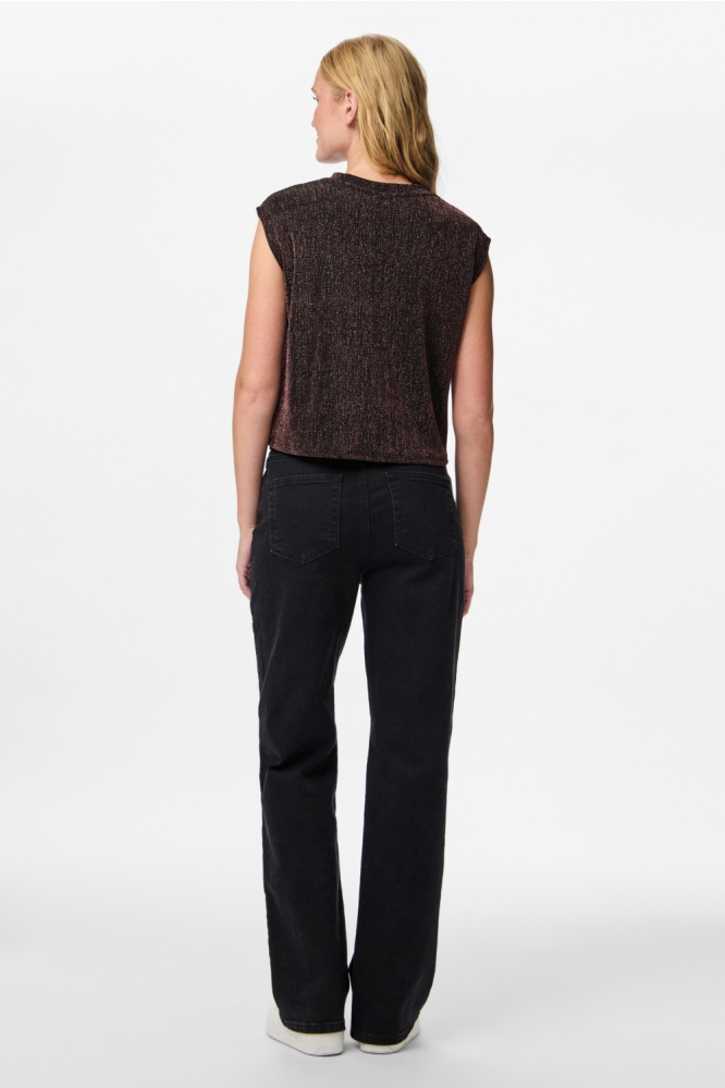 Pieces bruine dames top | Model achteraanzicht