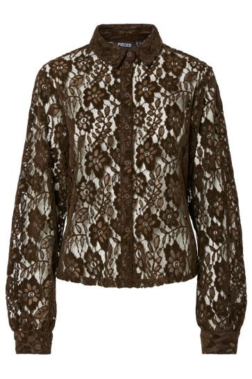 Pieces Blouse PCMOSELYN LS SHIRT WVN 17160870 HOT FUDGE