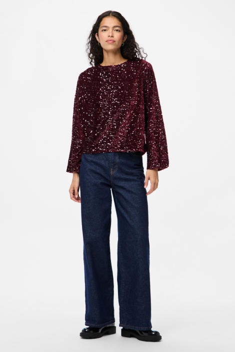 Pieces bordeaux dames t-shirt | Model