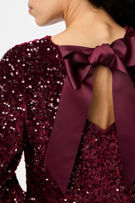 Pieces bordeaux dames t-shirt | Close up